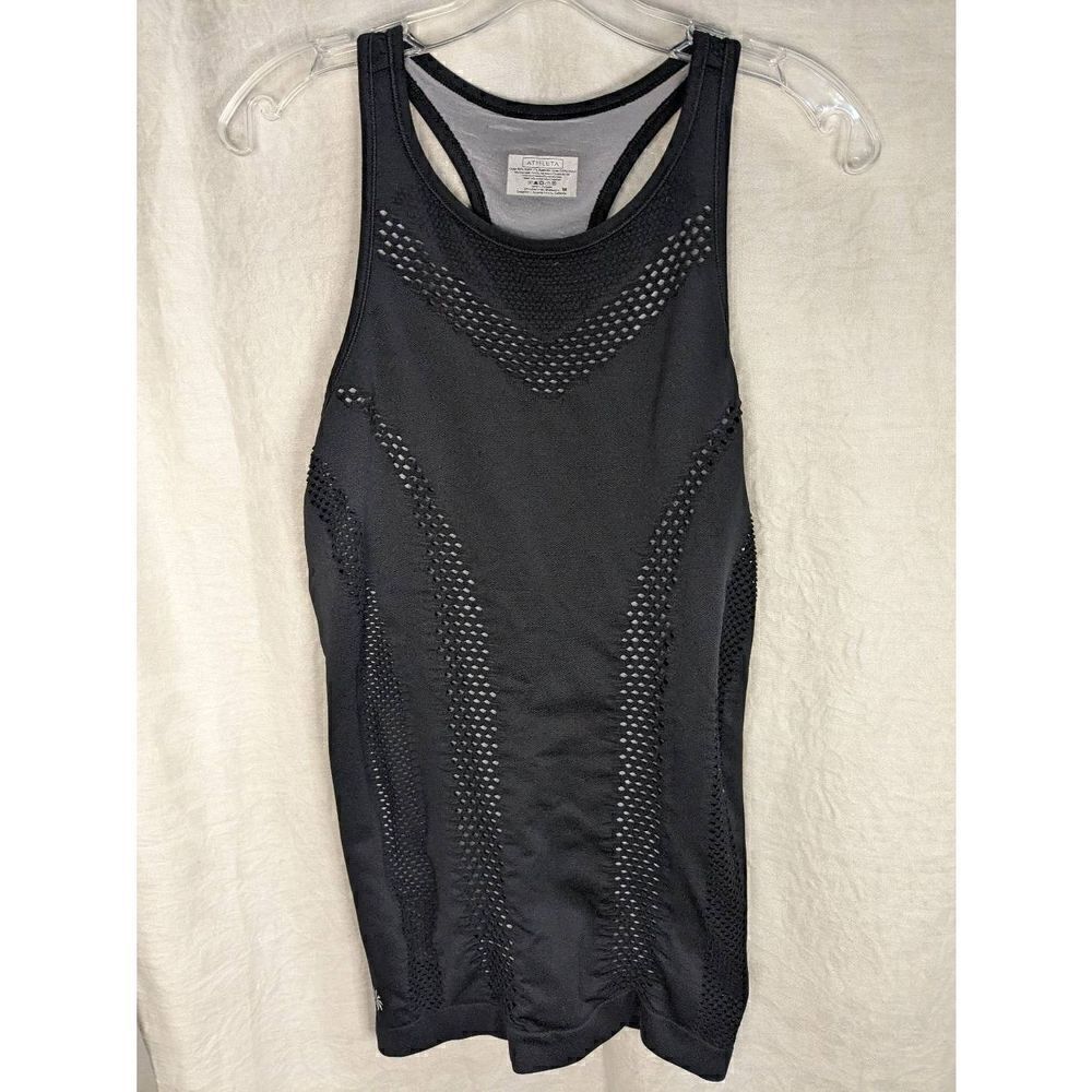 Athleta Black Mesh Detail Racerback Athletic Tank Top Women's M
